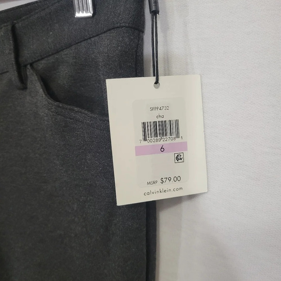 NEW Calvin Klein Gray Business Career Office Stretch Slim Pants size 6 - Picture 5 of 11